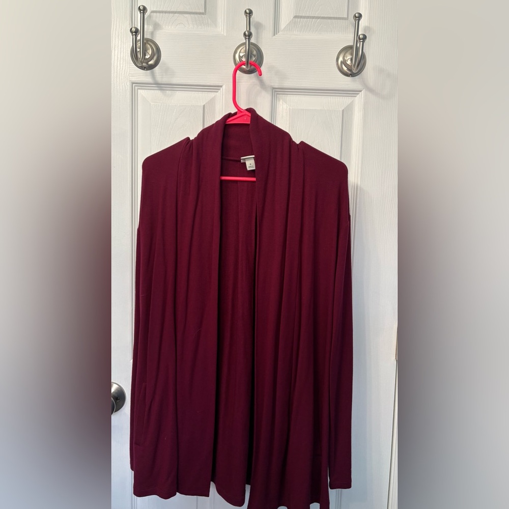 a new day Red Cardigan Sweater Lightweight Open-Front
